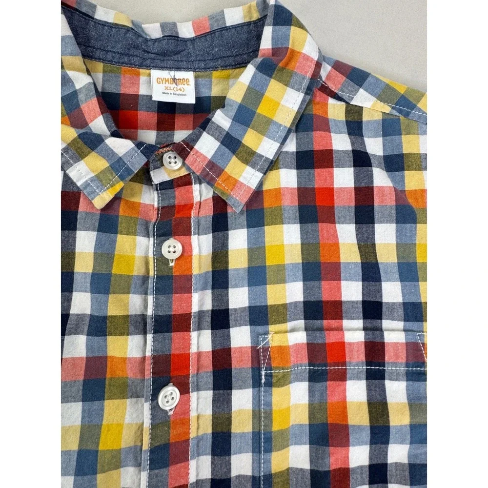 Gymboree Boys XL 14 Plaid Button Down Shirt Multicolor Long Sleeve Cotton